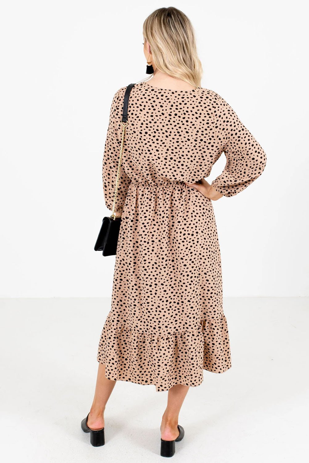 Polka Dot Patterned Midi Dress