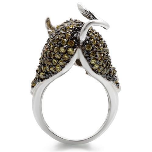 0W004 - Rhodium + Ruthenium Brass Ring with AAA Grade CZ in Multi