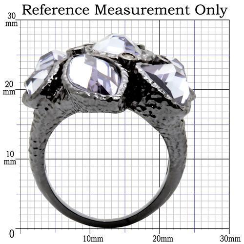 0W120 - Ruthenium Brass Ring with AAA Grade CZ in Light Amethyst