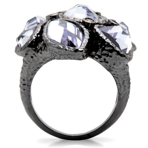 0W120 - Ruthenium Brass Ring with AAA Grade CZ in Light Amethyst