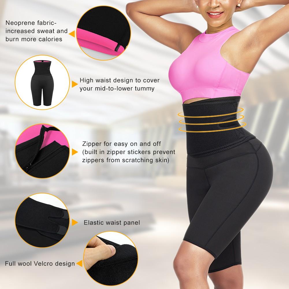 Indigo Osage 2-in-1 waist trainer and sauna sweat pants for slimming, made of neoprene, designed for home workout and body shaping.