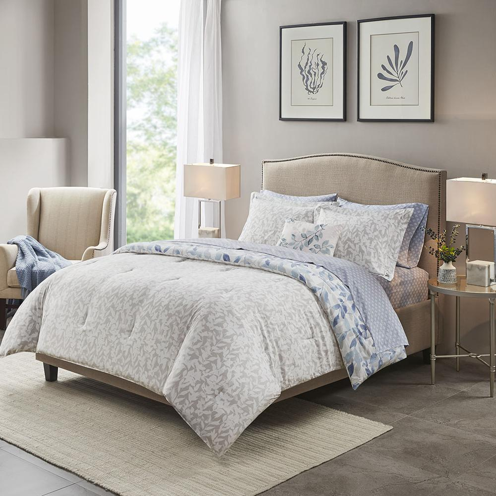 Reversible 8-piece comforter set with matching bed sheets by Start2Finish, showing a cozy, patterned bedding ensemble.