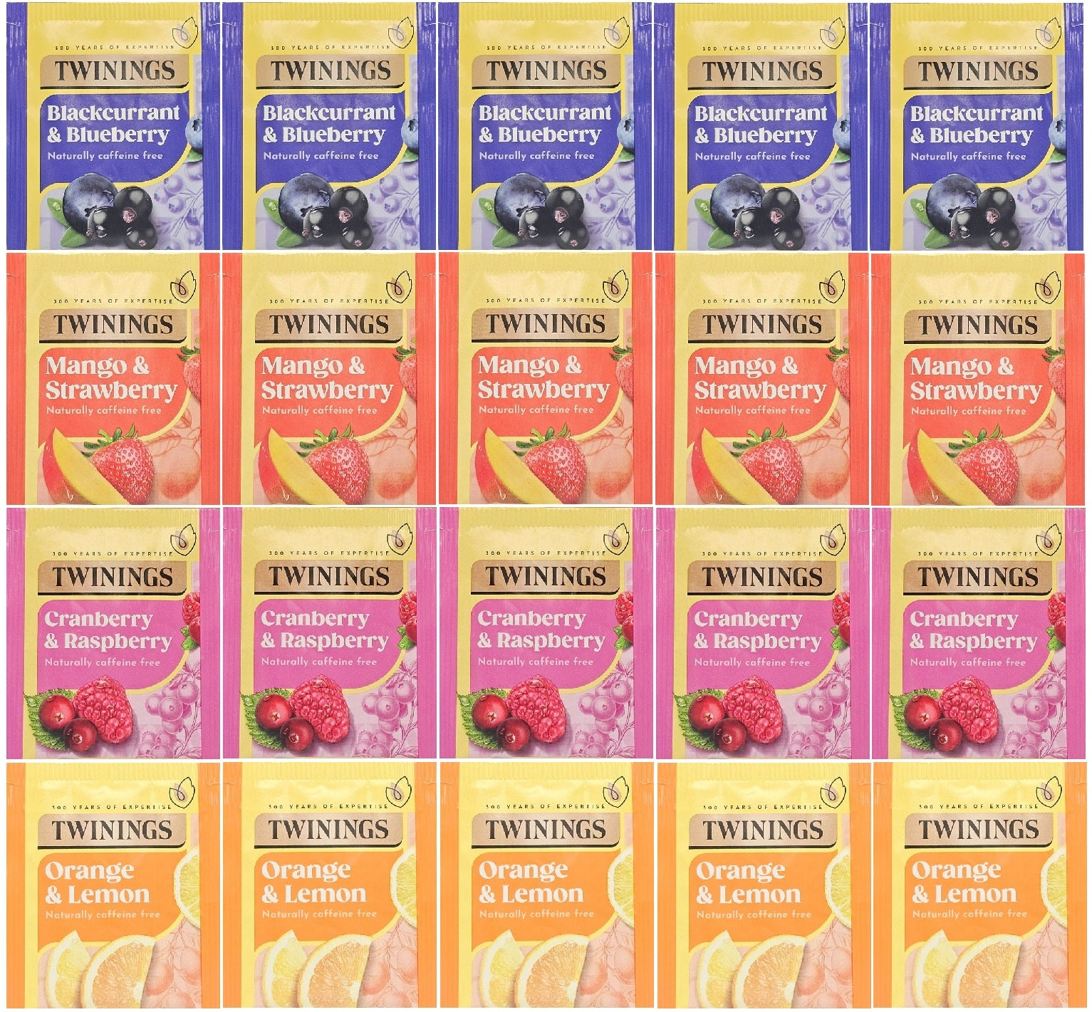 Start2Finish Twinings Fruit Discovery herbal tea bags collection, 20 or 80 individually wrapped tea bags in colorful packaging