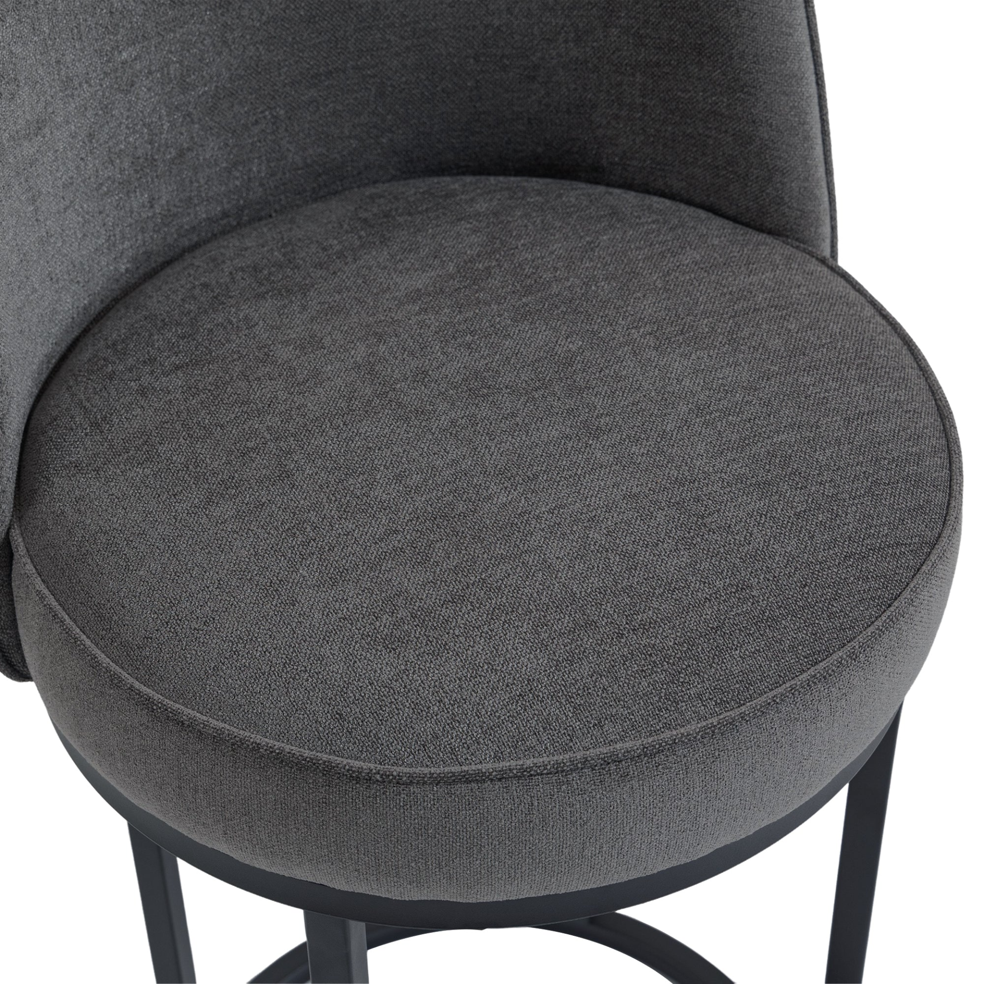 Start2Finish modern barrel upholstered bar stool with backrest, stylish home seating, featuring a padded seat and sleek design.