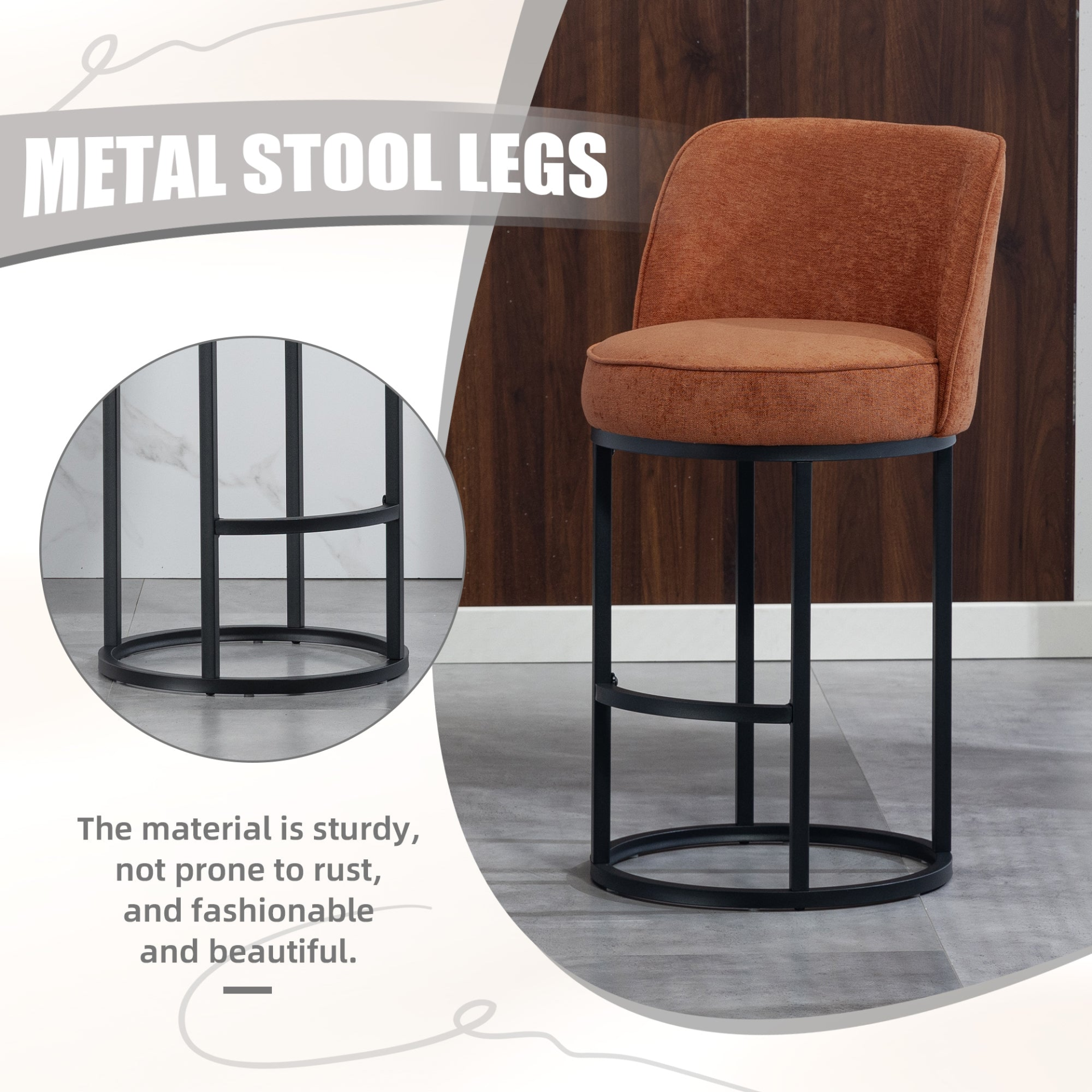 Modern barrel upholstered accent bar stools with backrests by Start2Finish, featuring stylish home seating and plush fabric upholstery.
