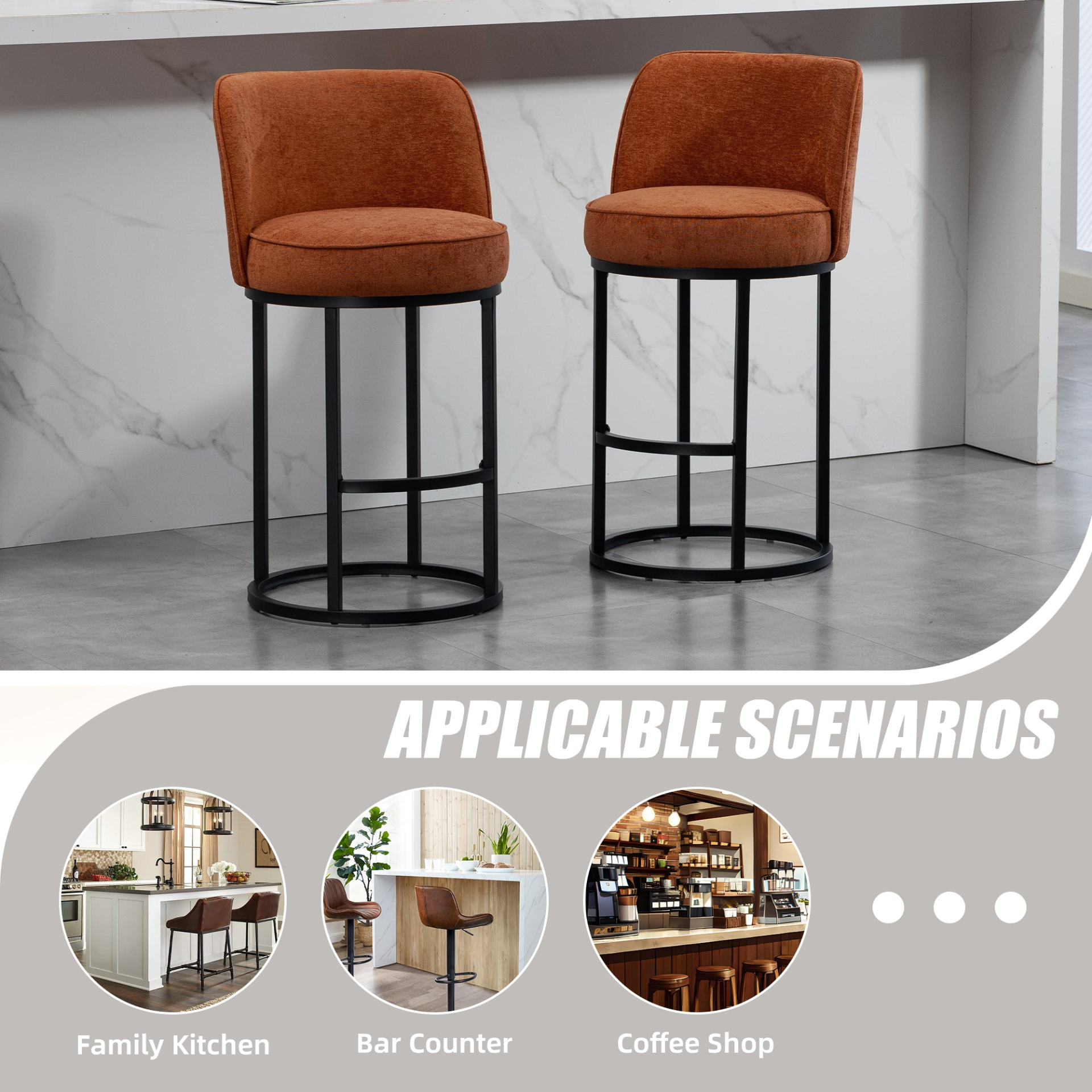 Start2Finish modern barrel upholstered accent bar stool with backrest, stylish home seating, beige fabric, metal legs, and cushioned comfort.