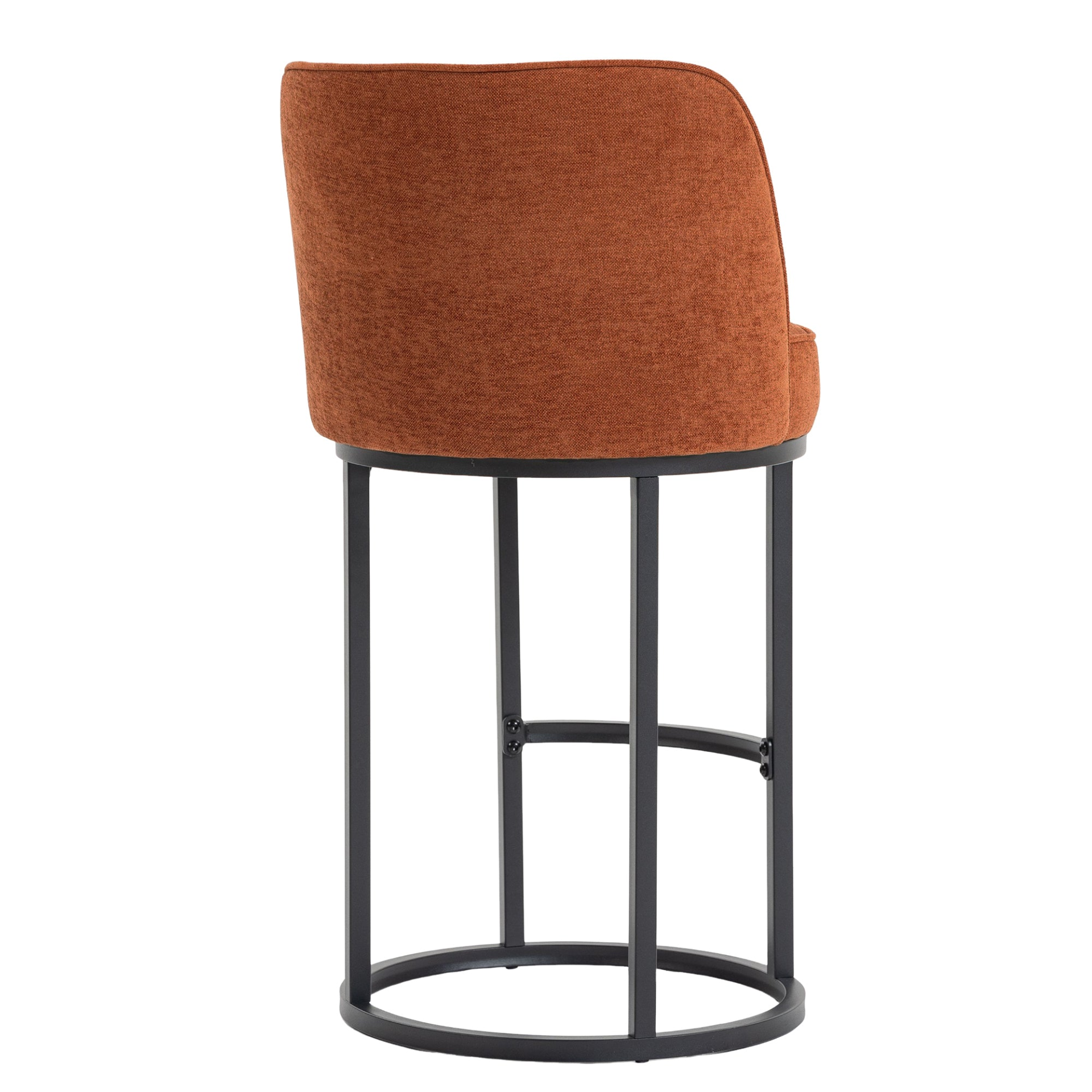 Start2Finish modern barrel upholstered accent bar stool with backrest, stylish home seating, black fabric, wooden legs