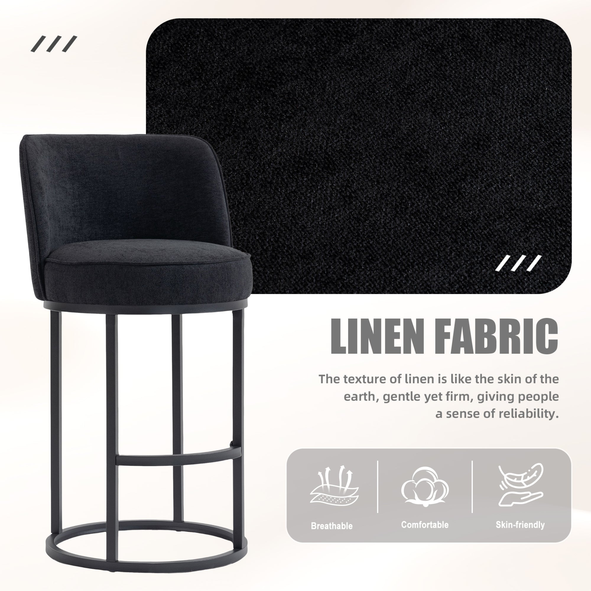 Modern Barrel Upholstered Accent Bar Stools with Backrest by Start2Finish, showcasing stylish home seating with plush cushioning and sleek design.