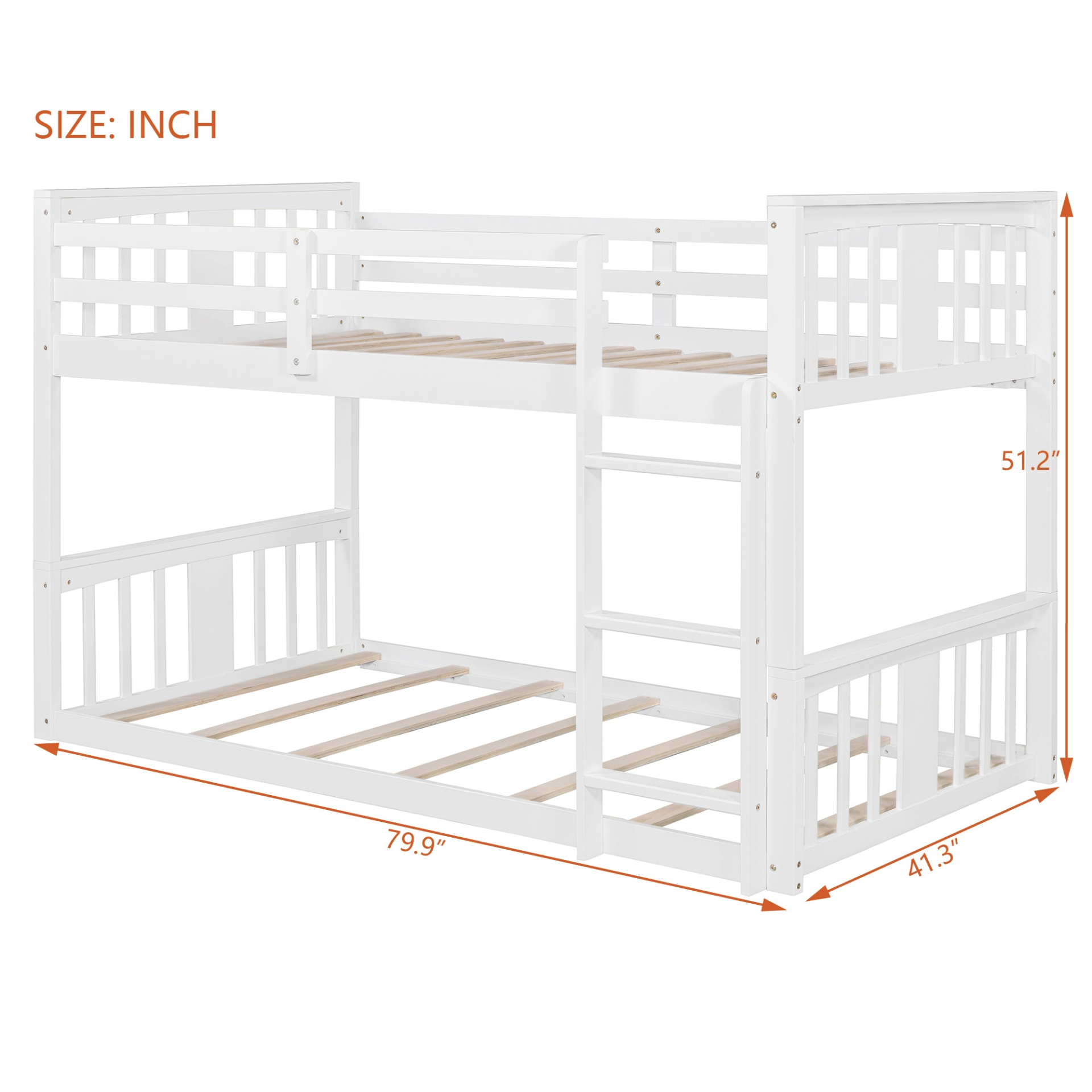 Start2Finish twin over twin bunk bed with ladder, modern space-saving design and durable construction, shown in a well-lit bedroom setting.