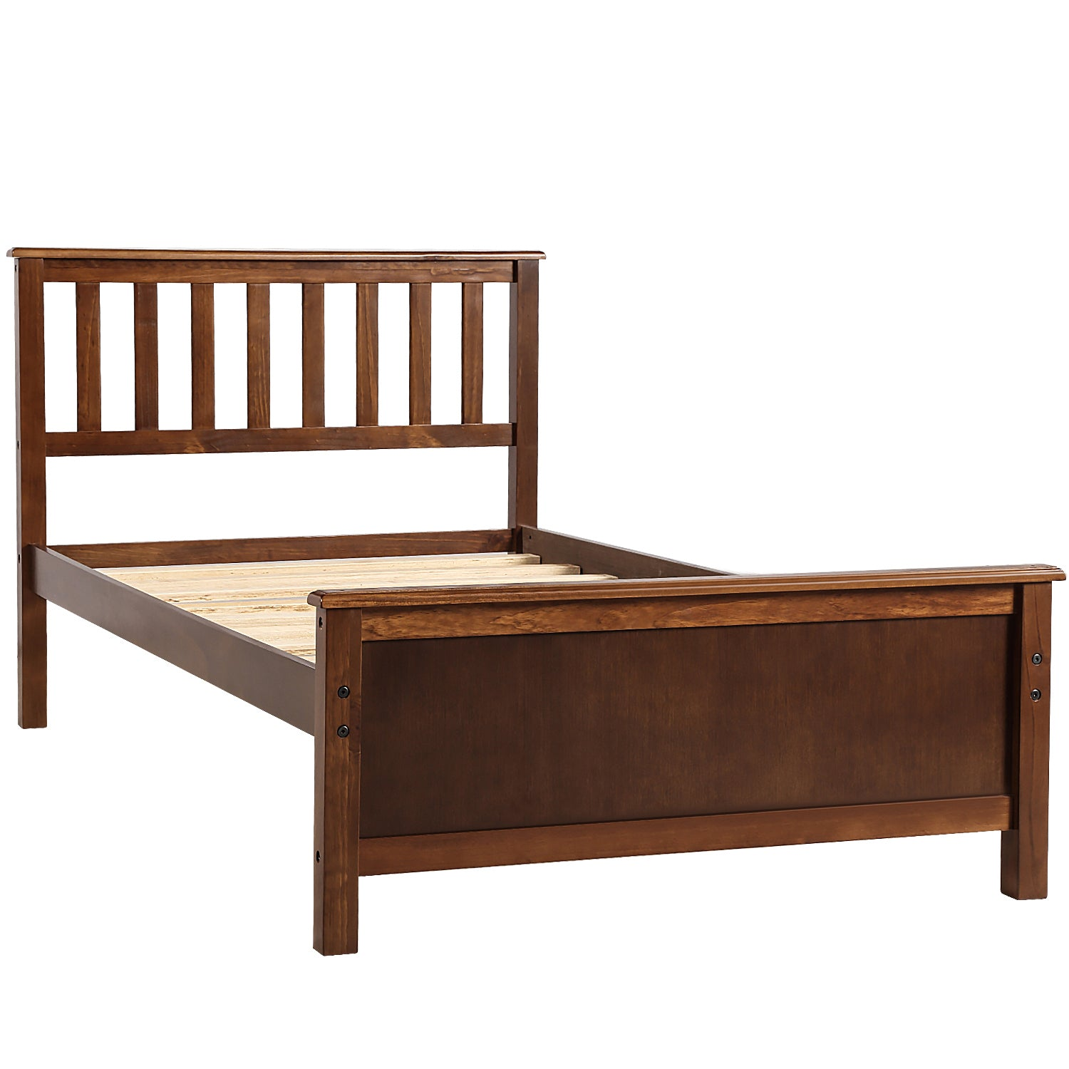 Start2Finish wood platform bed frame with headboard, footboard, and wood slat support for sturdy bedroom decor.