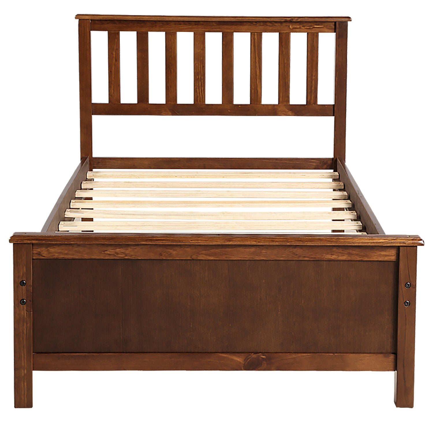 Start2Finish wood platform bed frame with headboard, footboard, and wood slat support for a sturdy, stylish bedroom centerpiece.