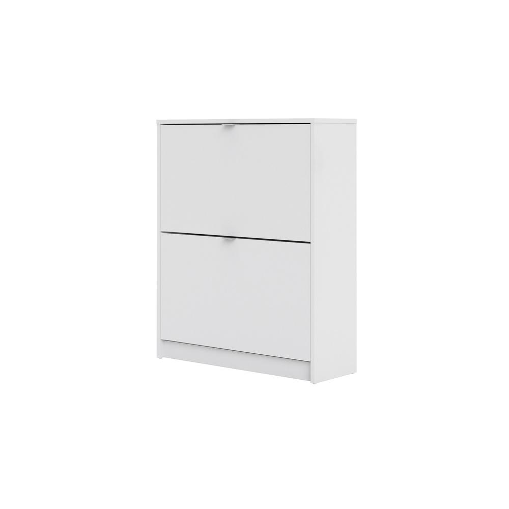 Bright white Start2Finish 2-drawer shoe cabinet with sleek design, featuring two spacious drawers for organized footwear storage.