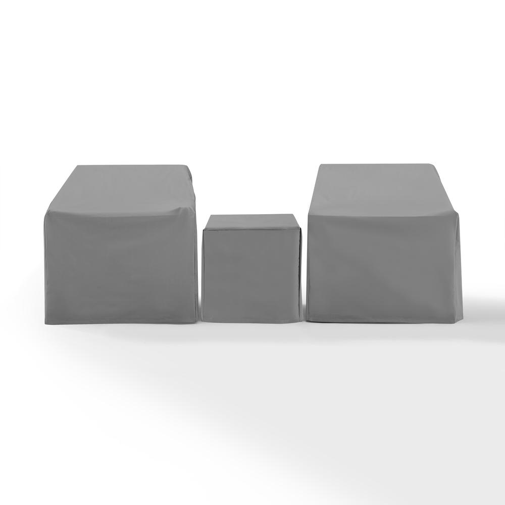 Start2Finish 3-piece outdoor furniture cover set with two armchair covers and an end table cover, protecting patio furniture from weather.