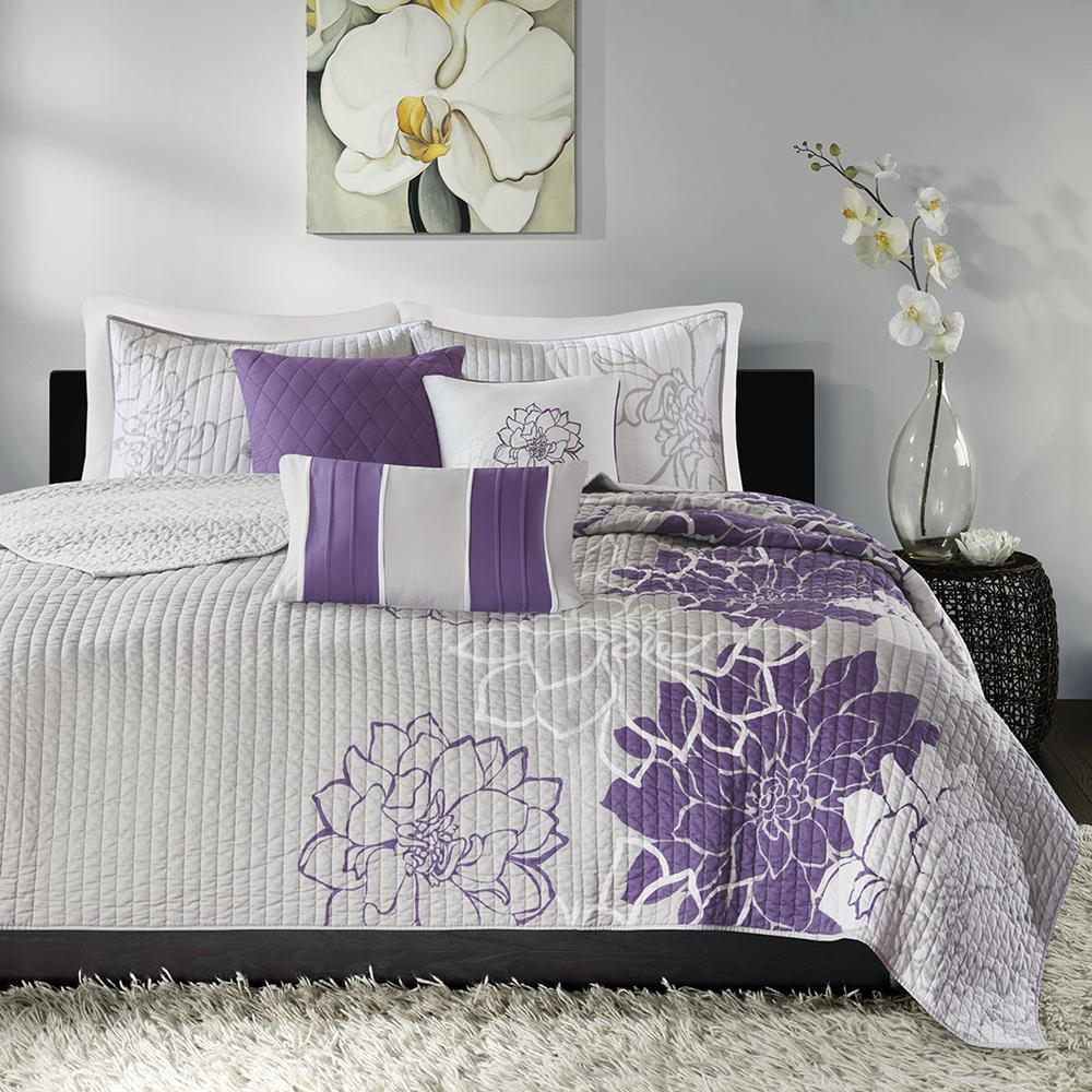 Start2Finish 6-piece printed cotton quilt set with matching throw pillows, featuring colorful floral and geometric patterns.
