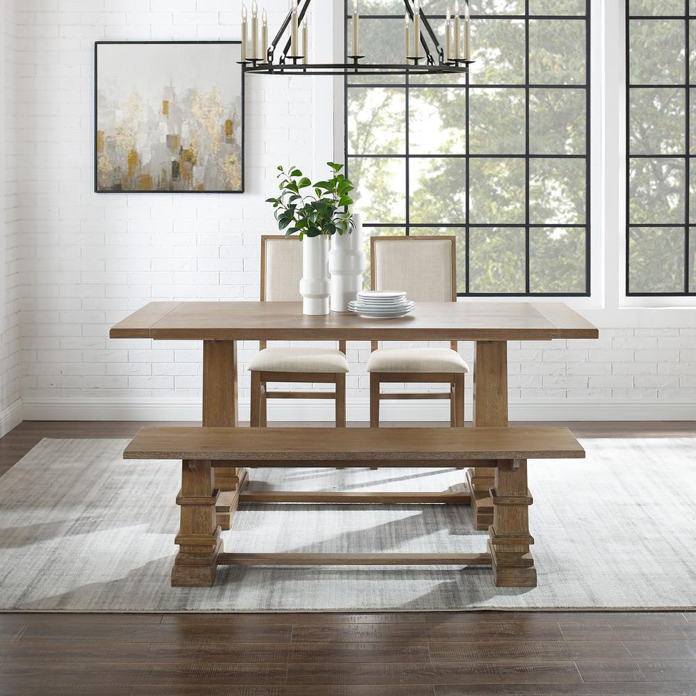 Joanna 4-piece dining table set by Start2Finish with table, bench, and two upholstered chairs in a modern dining room setting
