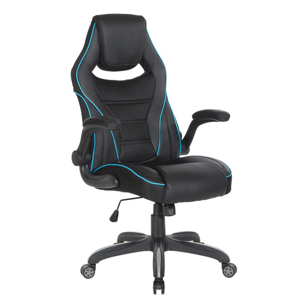 Blue Xeno Gaming Chair in faux leather with ergonomic design and adjustable armrests from Start2Finish.