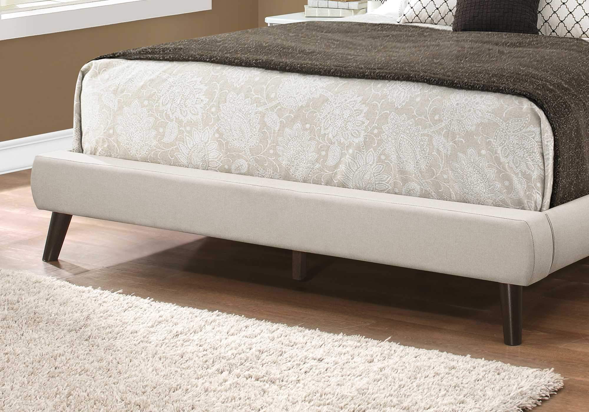 70.5" x 87.25" x 45.25" Grey Foam Solid Wood Linen Queen Sized Bed