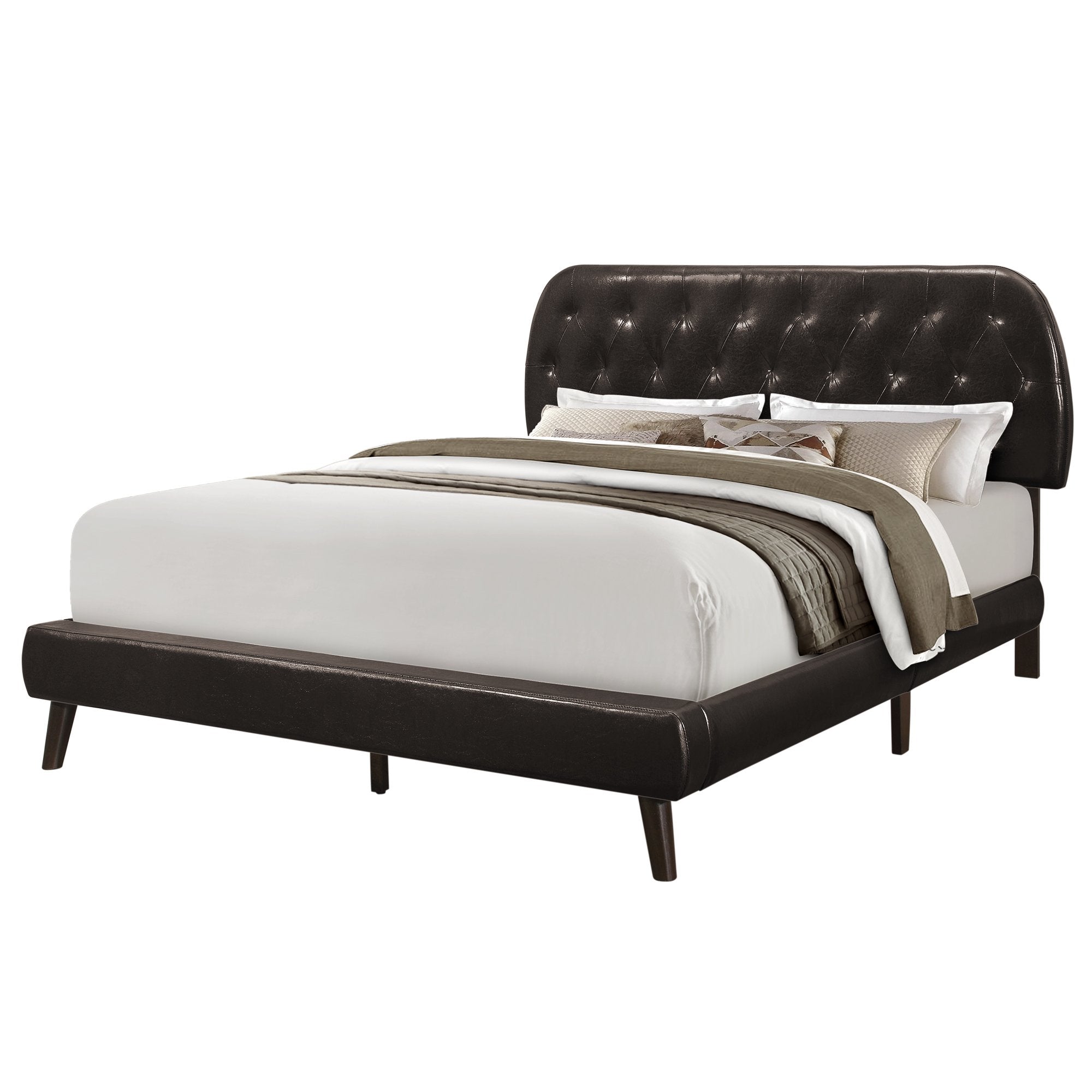70.5" x 87.25" x 45.25" Grey Foam Solid Wood Linen Queen Sized Bed