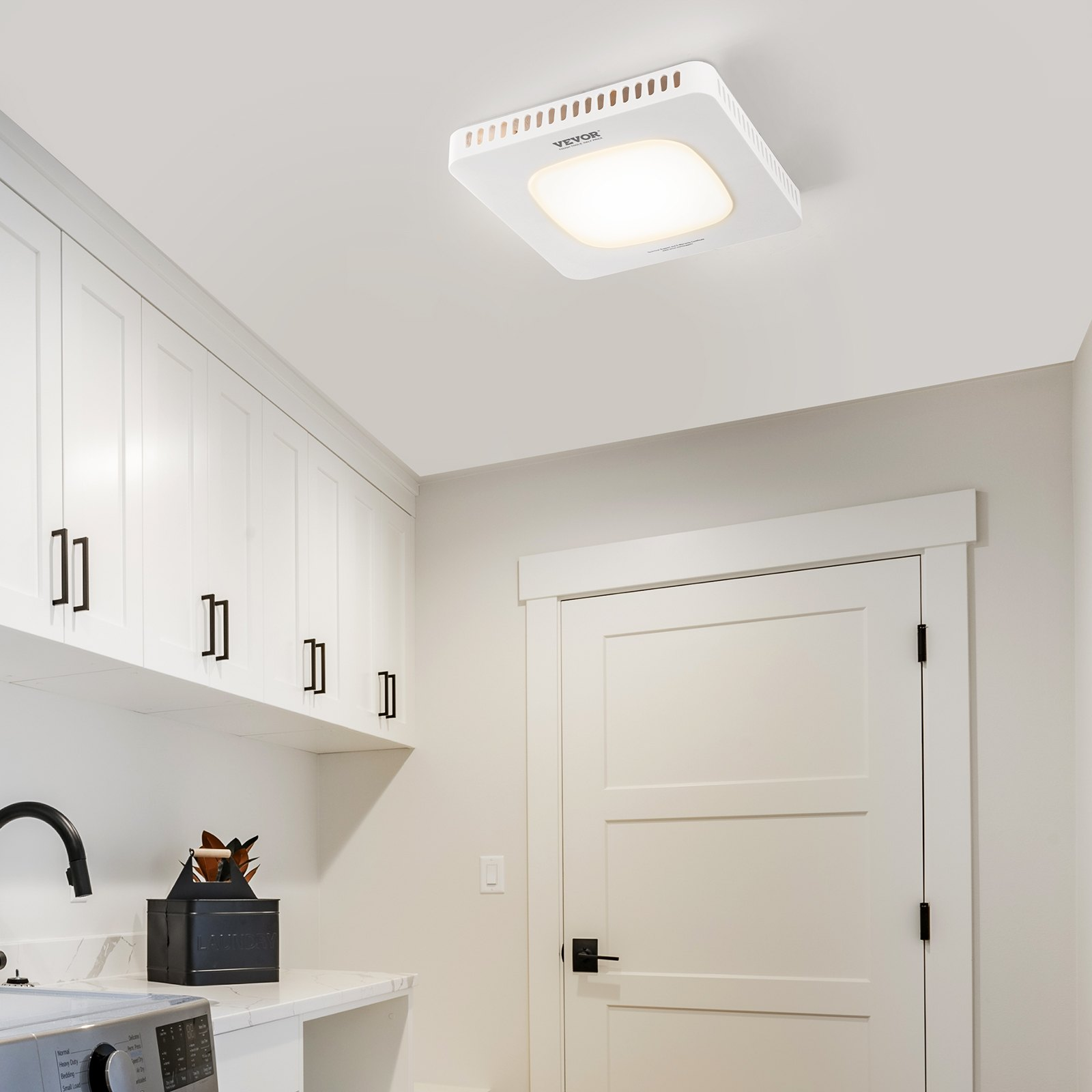 Start2Finish VEVOR bathroom exhaust fan with 110 CFM airflow, all-copper motor, low noise, energy-saving ventilation for ceiling installation.