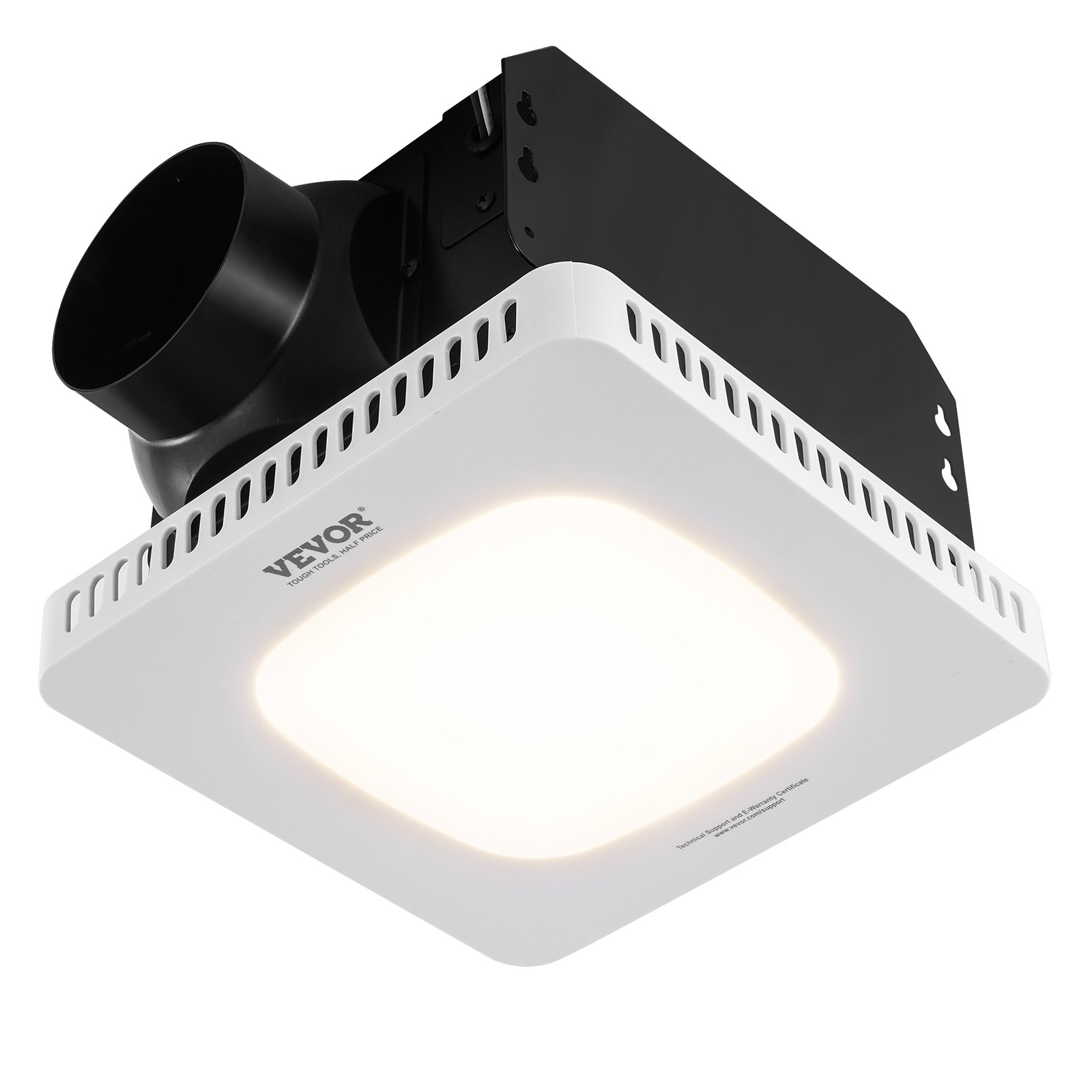 Start2Finish VEVOR bathroom exhaust fan with 110 CFM airflow, all-copper motor, low noise operation, ceiling mount, energy-efficient ventilation.