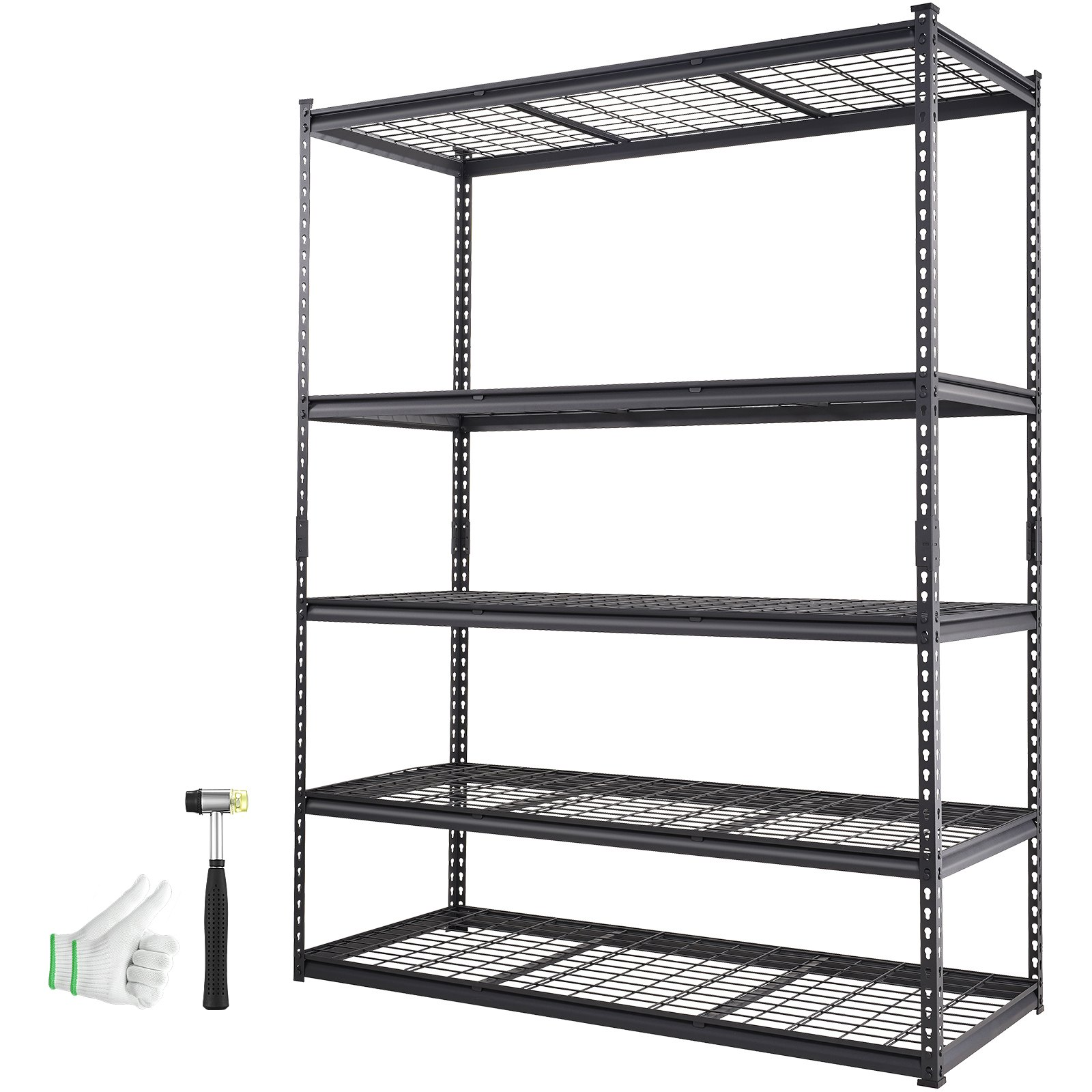 Start2Finish VEVOR 5-tier black metal storage shelving unit with adjustable shelves, heavy-duty garage wire rack, 60" L x 24" W x 78" H