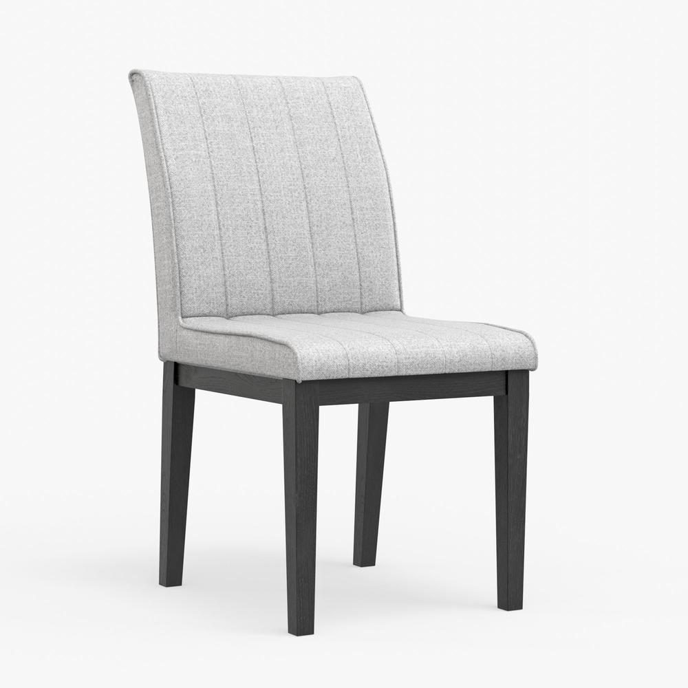 Set of two vintage black Cove Side Chairs by Start2Finish, showcasing sleek, curved metal frames and cushioned seats.