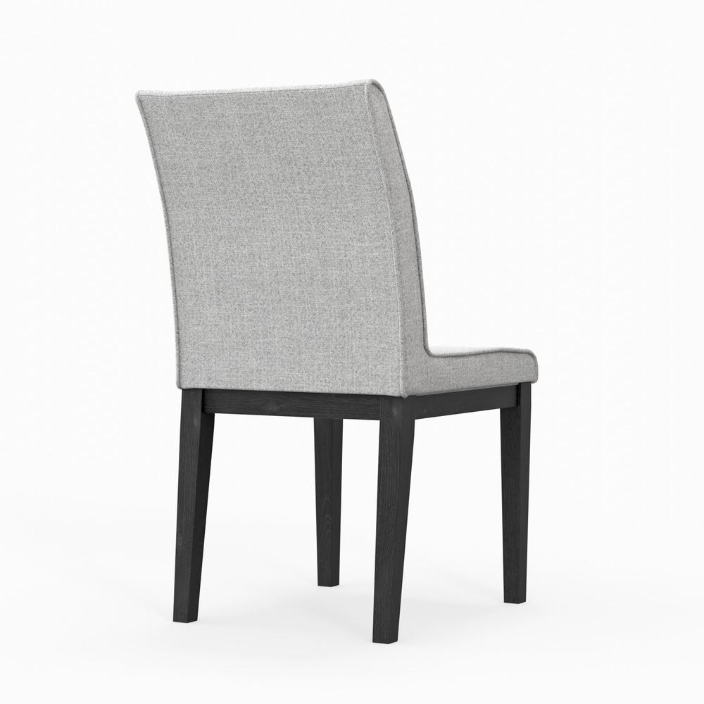 Set of two vintage black Cove Side Chairs by Start2Finish with sleek, curved design and sturdy metal legs.