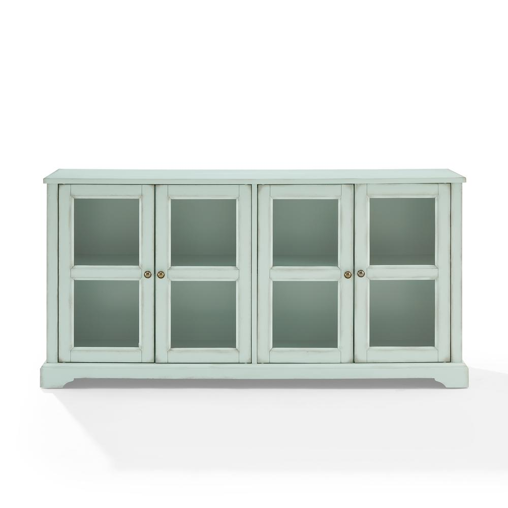 Start2Finish Holbrook glass door sideboard with wooden finish, featuring glass-paneled doors and spacious storage compartments.