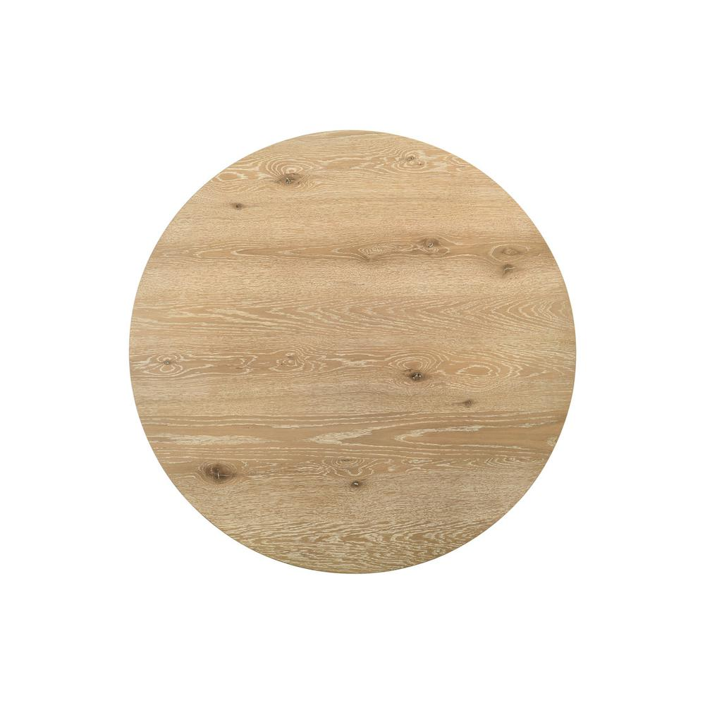 Start2Finish Tate oak finish 47-inch round dining table with cream upholstered chairs, showcasing a stylish wood and fabric set.