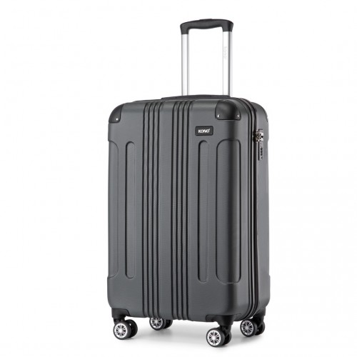 Start2Finish Kono 19-inch grey lightweight ABS hard shell carry-on suitcase with four wheels and retractable handle for travel.