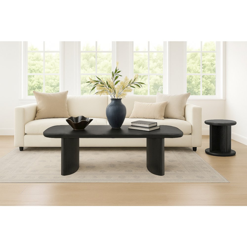 Black Gabrielle End Table by Start2Finish with a sleek, modern design and a smooth surface ideal for living room decor.