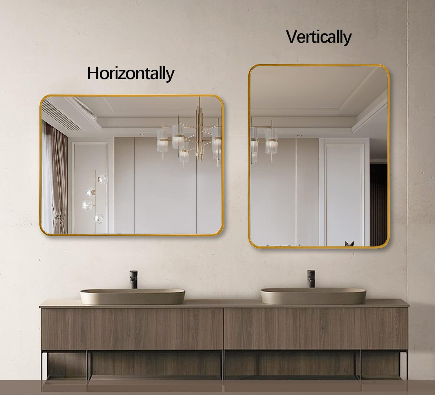 Rectangular metal frame wall mirror for bathroom, bedroom, or entryway decor, with a sleek, modern design by Start2Finish.