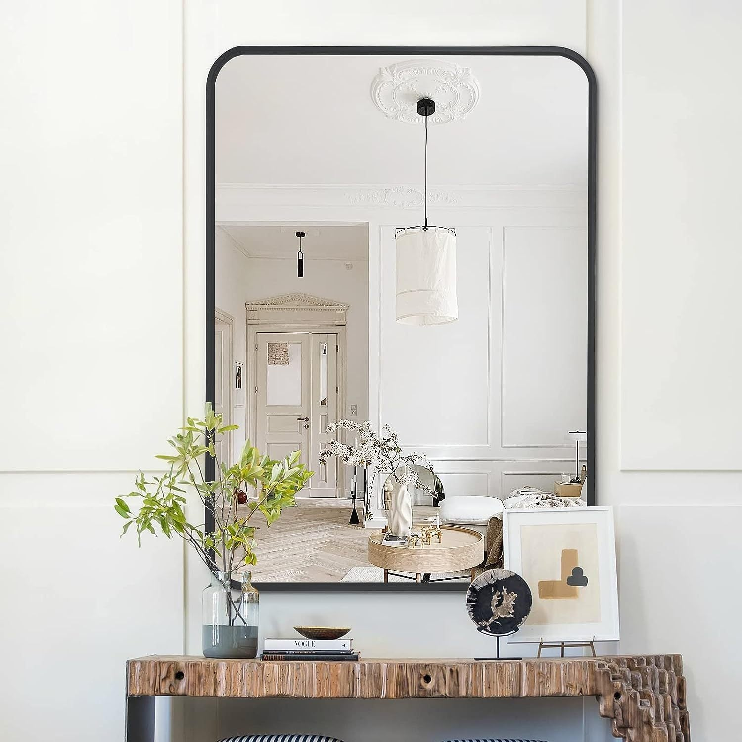 Rectangular metal frame wall mirror from Start2Finish, suitable for bathroom vanity, bedroom, or entryway décor.