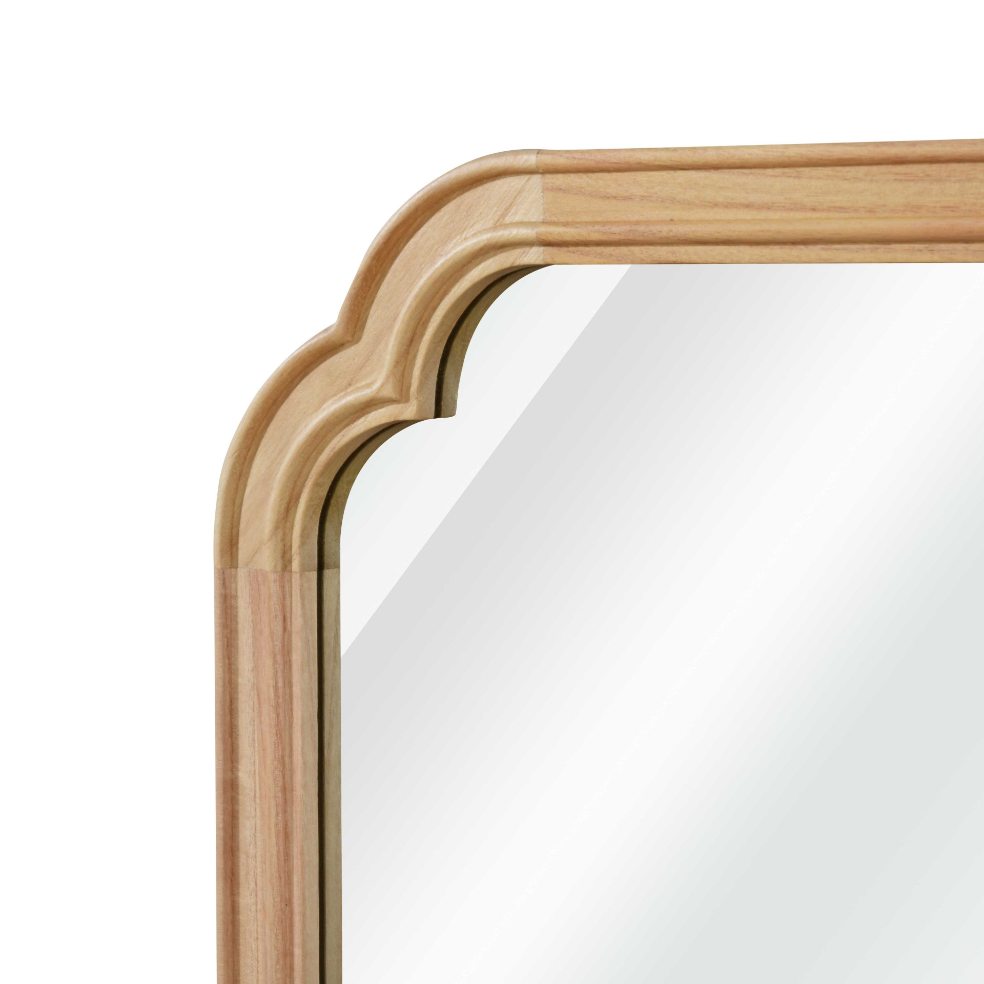 Start2Finish round solid wood wall mirror with rounded corners, ideal for bathroom, bedroom, entryway, or living room decor.