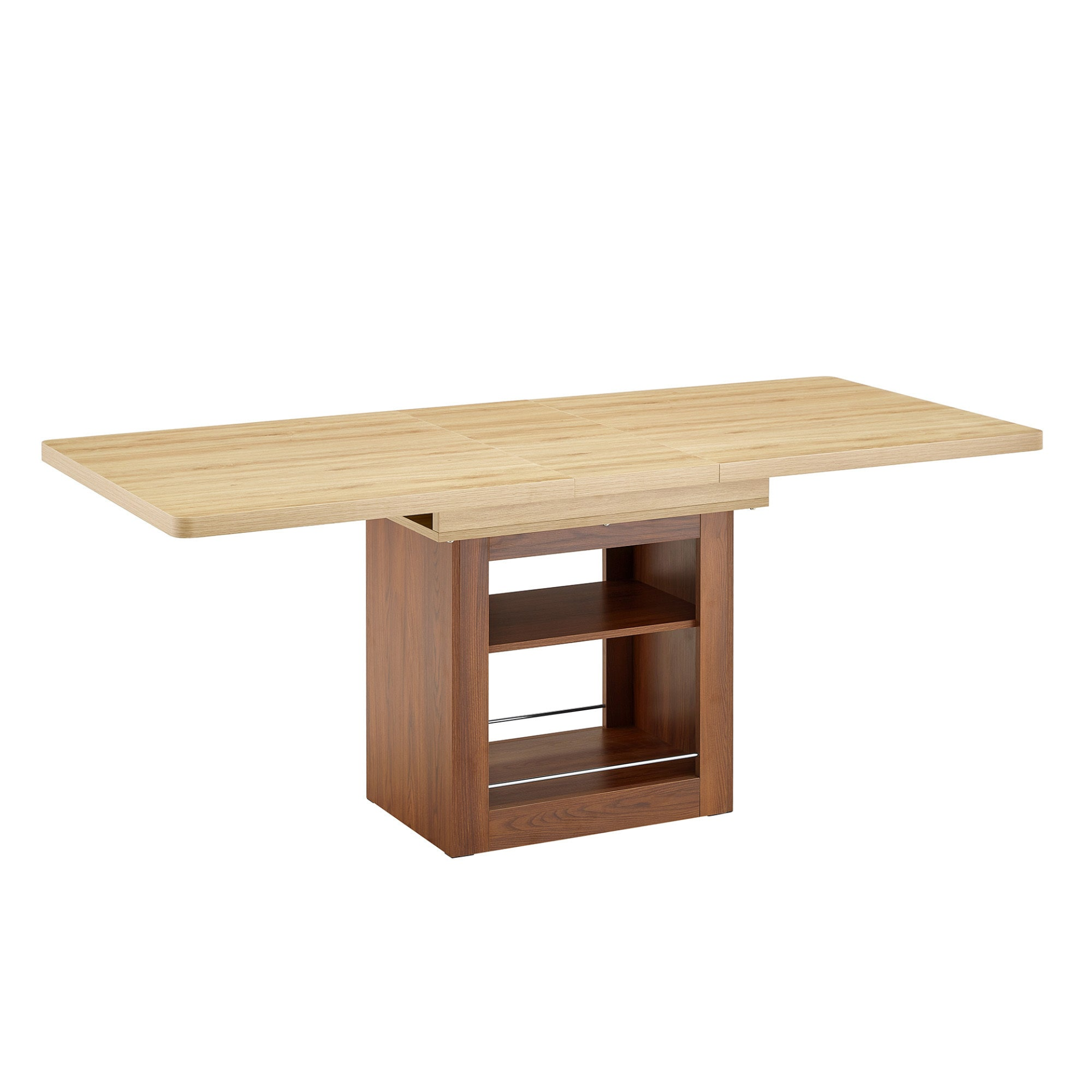 Start2Finish rectangular MDF walnut dining table with storage and extendable leaves, ideal for dining rooms, kitchens, or apartments.