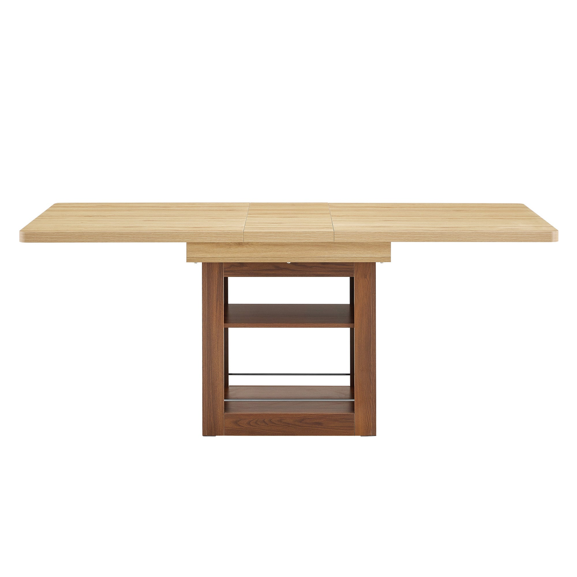 Rectangular MDF walnut dining table with storage, expandable for kitchen, dining room, or apartment dining by Start2Finish