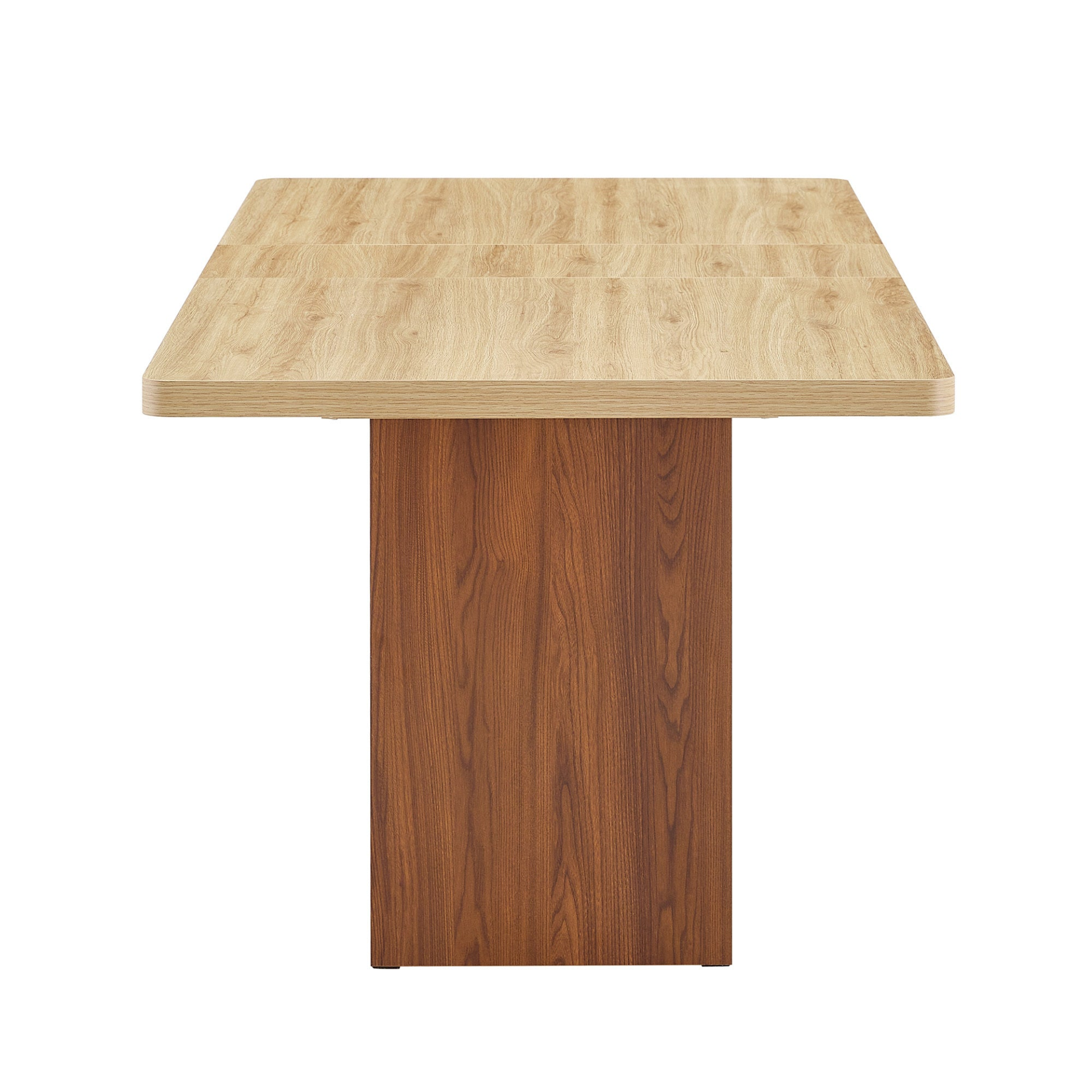 Rectangular MDF walnut dining table with storage and extension leaves, ideal for kitchen, dining room, or apartment dining spaces.