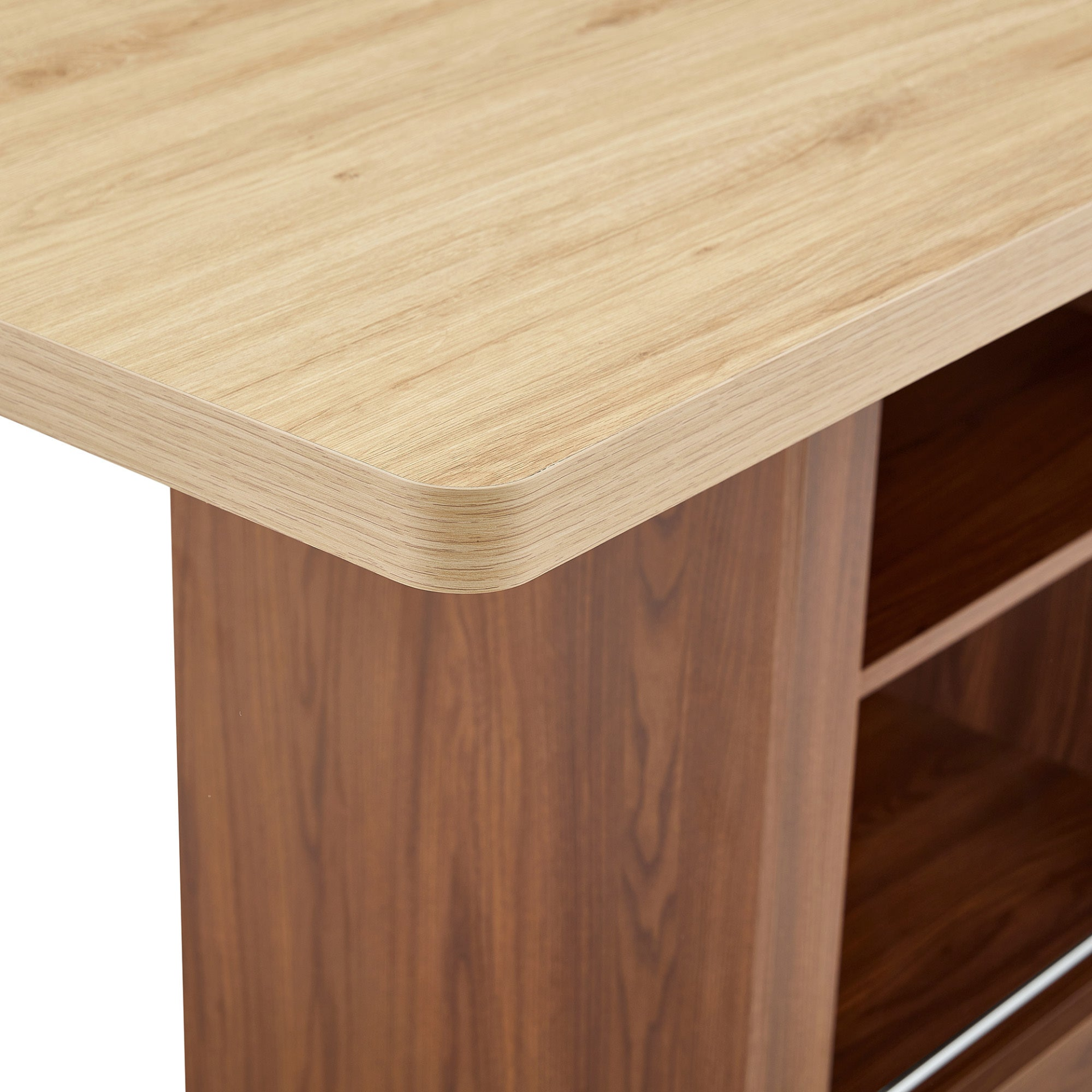 Rectangular MDF walnut dining table by Start2Finish with storage and expandable design for kitchen, dining room, or apartment dining.