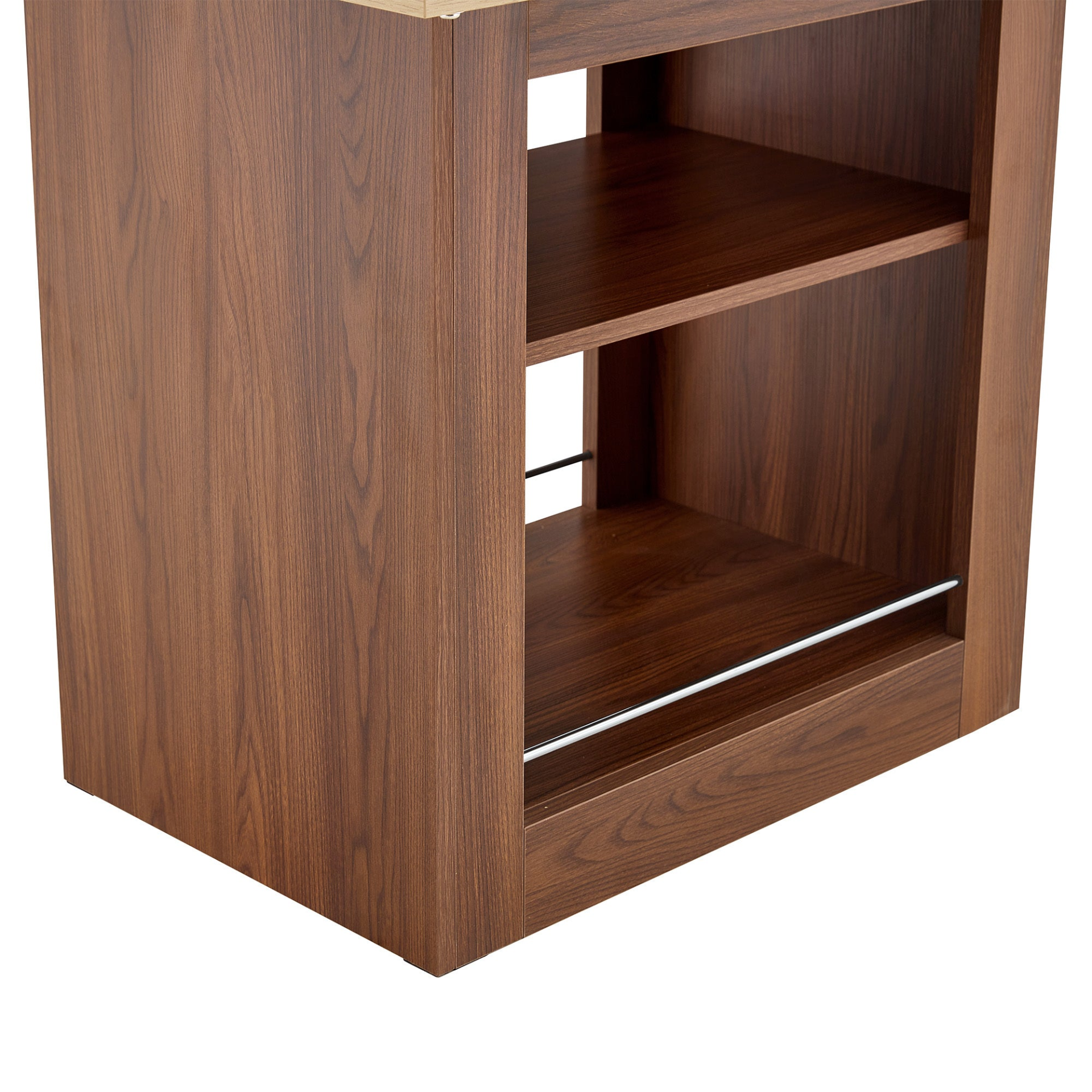 Rectangular MDF walnut dining table with storage and extendable leaves, ideal for dining room, kitchen, or apartment dining.