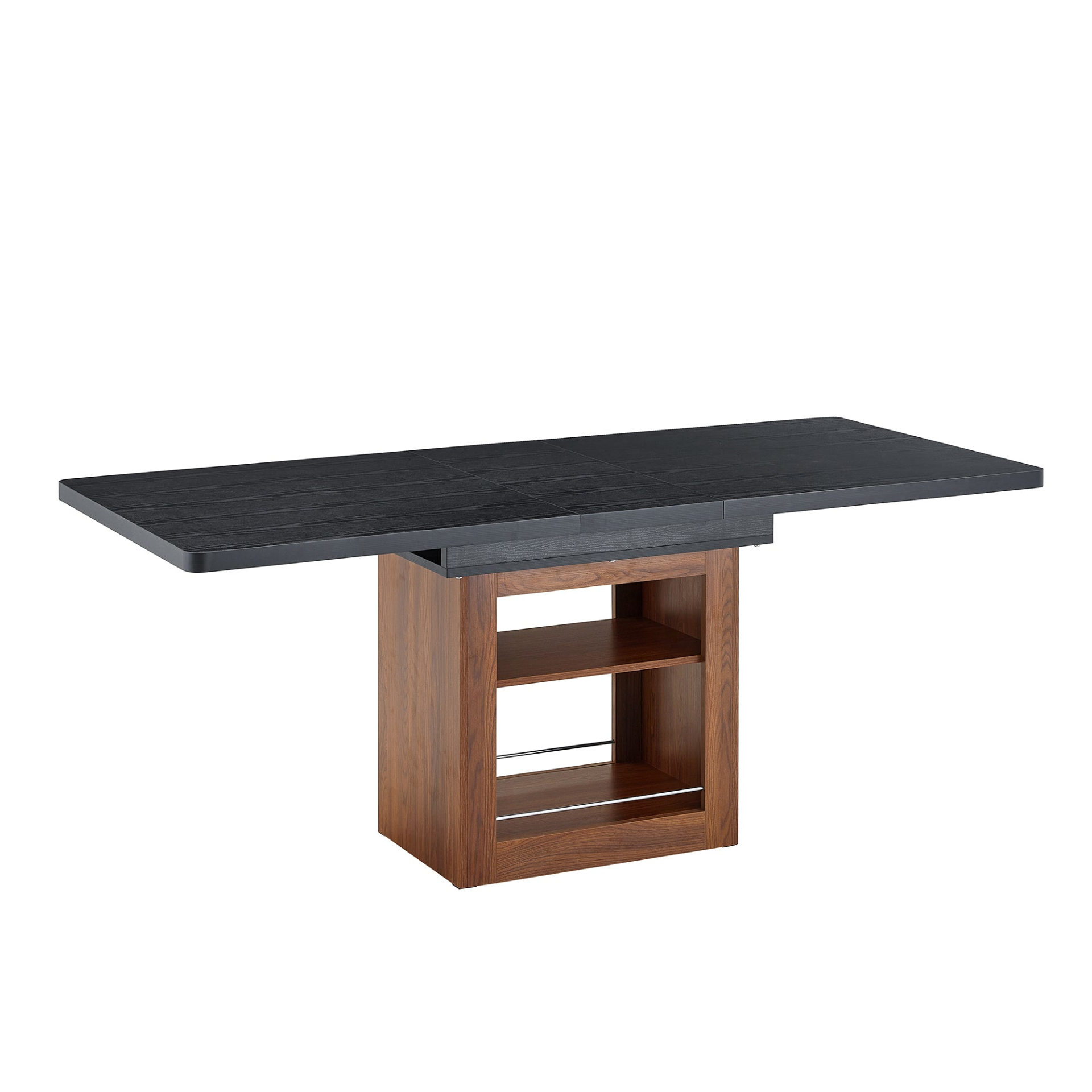 Start2Finish rectangular MDF walnut dining table with expandable design, storage, ideal for dining rooms, kitchens, and apartments.