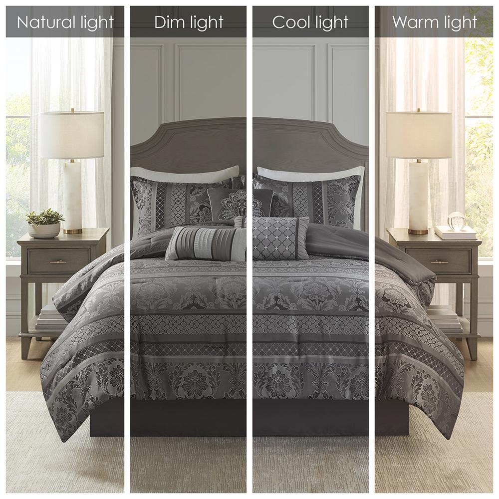 Start2Finish 7-piece jacquard comforter set featuring intricate woven patterns and coordinating pillow shams.