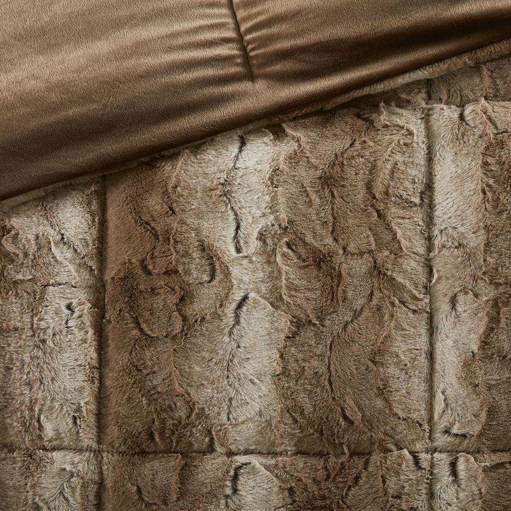 Start2Finish 4-piece faux fur comforter set with plush, soft bedding in neutral tones, perfect for cozy bedroom decor.