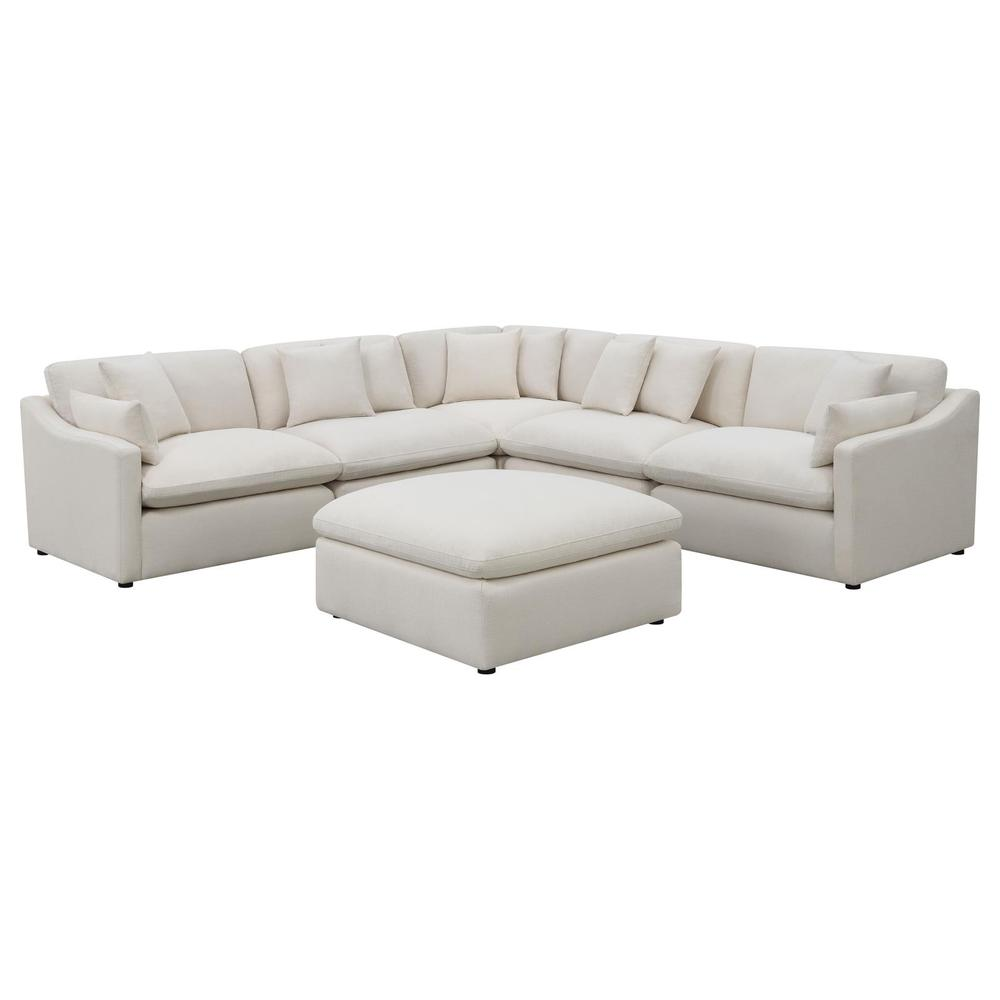 Start2Finish Hobson 6-piece ivory upholstered modular sectional sofa with plush cushions and modern design.