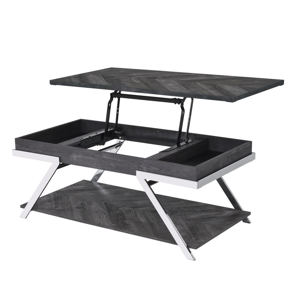 Start2Finish Roma Lift Top Cocktail Table with wooden finish and open storage compartment for living room use.