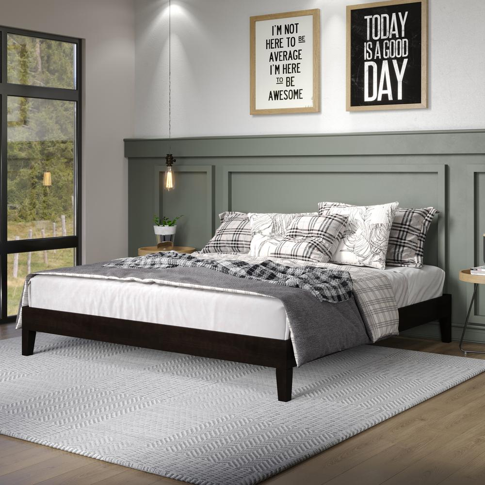 Start2Finish Nix King Platform Bed in black with sleek design and sturdy frame, shown in a modern bedroom setting.