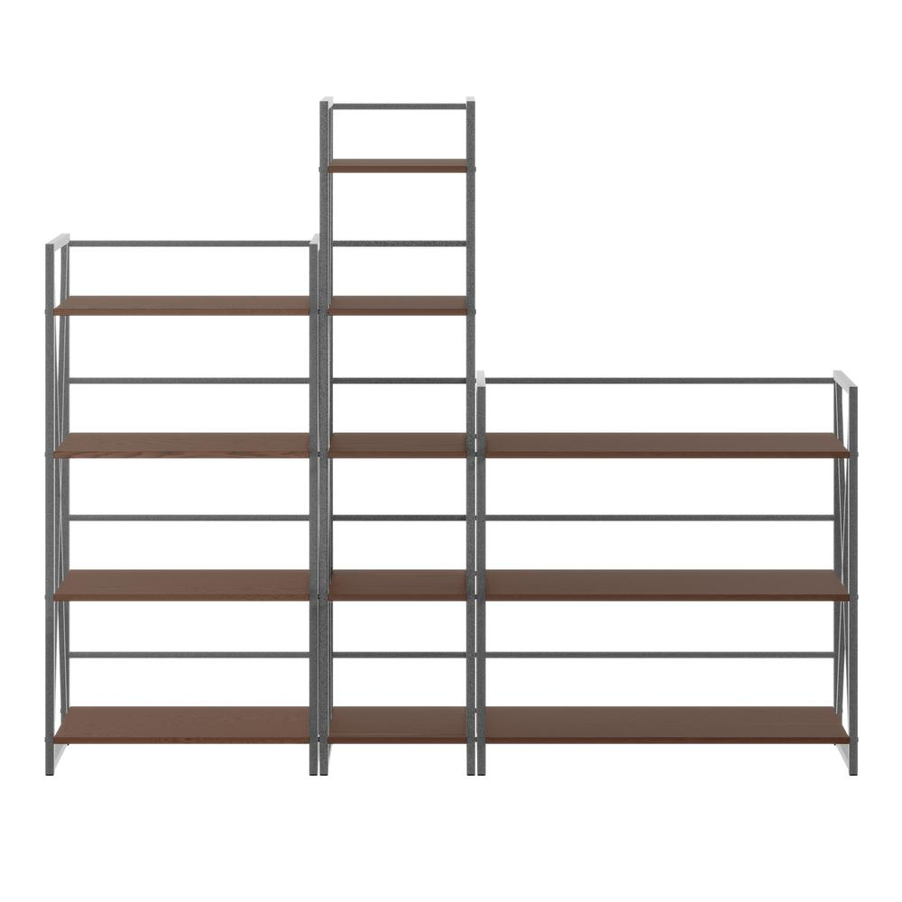 Start2Finish Isa 3-Piece Shelving Set in graphite and walnut with modern wood and metal design, ideal for storage and display.
