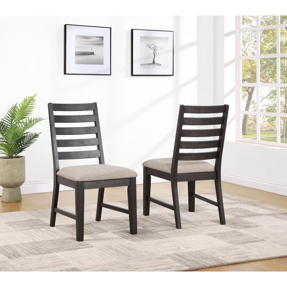 Pair of Harington Side Chairs by Start2Finish, featuring modern wooden design with cushioned seats and sleek legs.