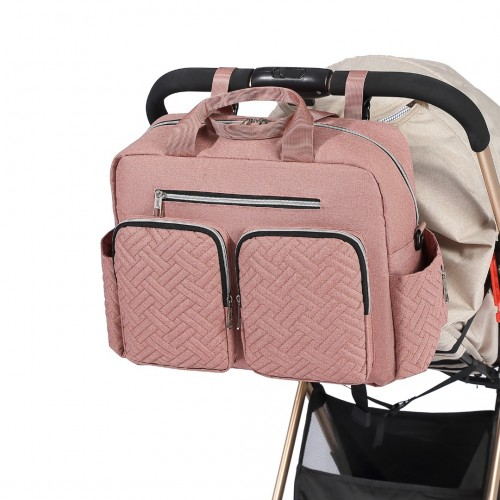 Start2Finish EQ2411 Kono diaper changing tote bag with built-in changing mat, thermal insulation, waterproof pink design.
