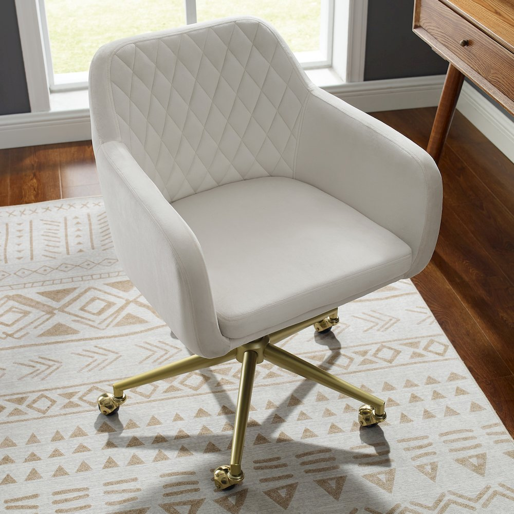 Start2Finish Imogen Quilted Office Chair in off-white with padded seat and backrest, modern design for comfortable workspace seating.