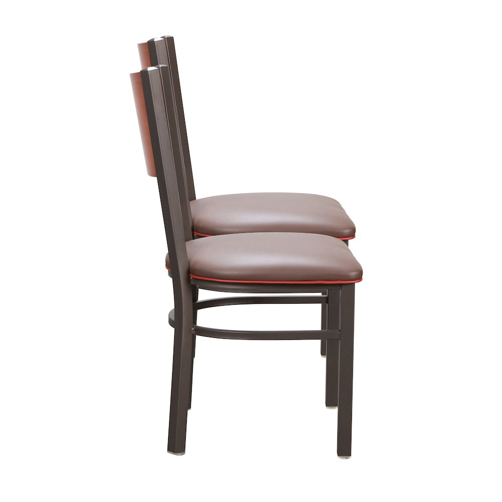 Pair of brown Elmer Side Chairs by Start2Finish, featuring wooden legs and cushioned seats in a modern dining style.